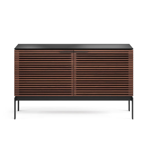 BDI BDICORR7128CHOC | Multimedia cabinet - Louvered doors - Solid wood - Walnut Stained Chocolate-Sonxplus St-Georges