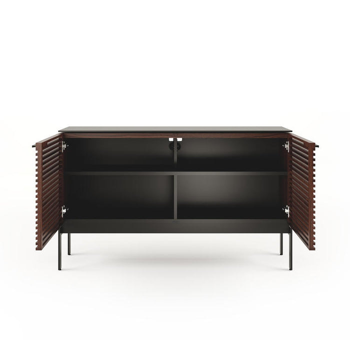 BDI BDICORR7128CHOC | Multimedia cabinet - Louvered doors - Solid wood - Walnut Stained Chocolate-Sonxplus St-Georges