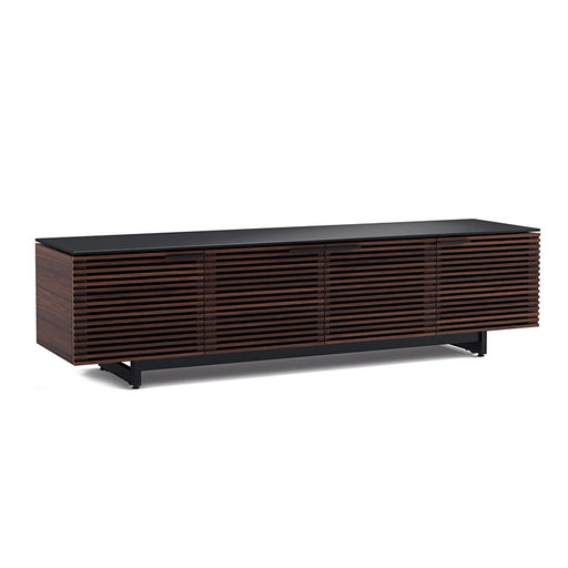 BDI BDICORR8173CHOC | Multimedia cabinet - Louvered doors - Tempered glass - Solid wood - Chocolate stained walnut-Sonxplus St-Georges