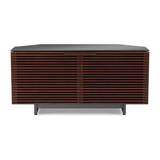 BDI BDICORR8175CHOC | Multimedia cabinet - Tapered corners - Adjustable shelves - Chocolate stained walnut-Sonxplus St-Georges