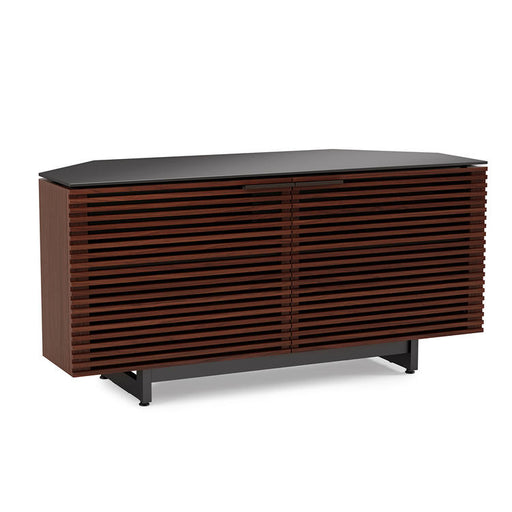 BDI BDICORR8175CHOC | Multimedia cabinet - Tapered corners - Adjustable shelves - Chocolate stained walnut-Sonxplus St-Georges