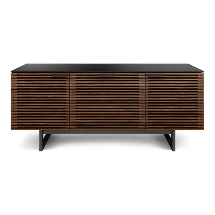 BDI BDICORR8177CHOC | Multimedia cabinet - Louvered doors - Solid wood - Walnut Stained Chocolate-Sonxplus St-Georges