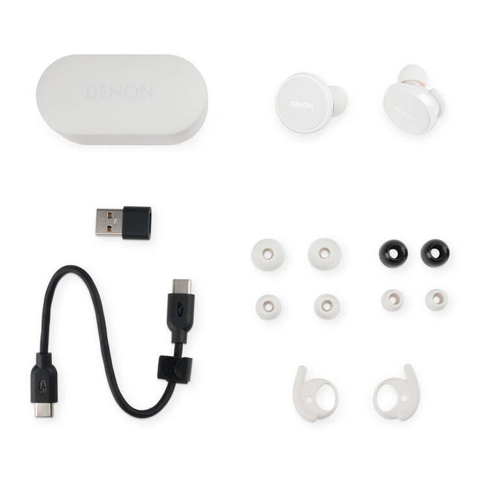 Denon PERL PRO | In-Ear Headphones - Wireless - Bluetooth - Masimo Adaptive Acoustic Technology - White-Sonxplus St-Georges