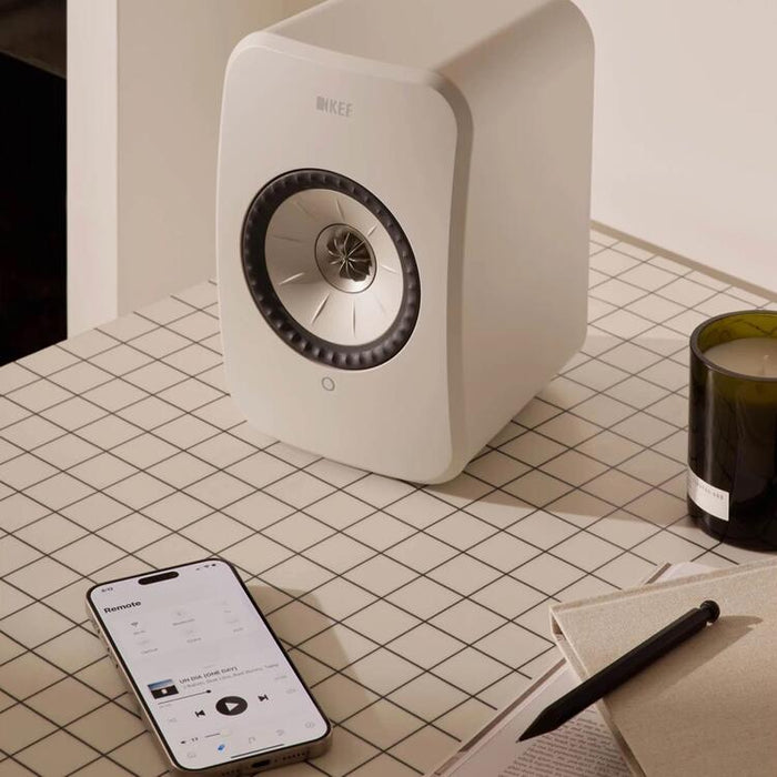 KEF LSX II LT | Wireless HiFi Speakers - Compact & Versatile - Pebble White - Pair-Sonxplus St-Georges