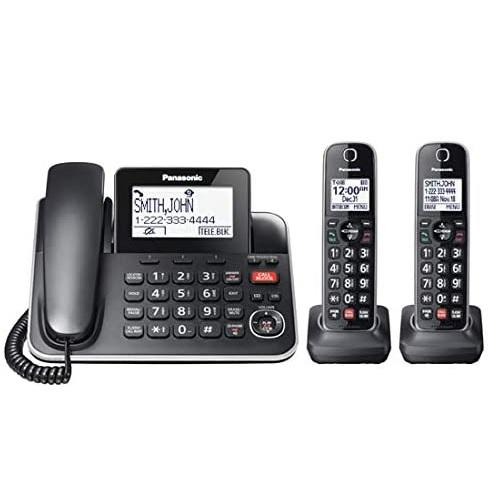 Panasonic KXTGF872B | Combo cordless phone - 1 fixed handset and 2 cordless handsets - Answering machine - Black-Sonxplus St-Georges