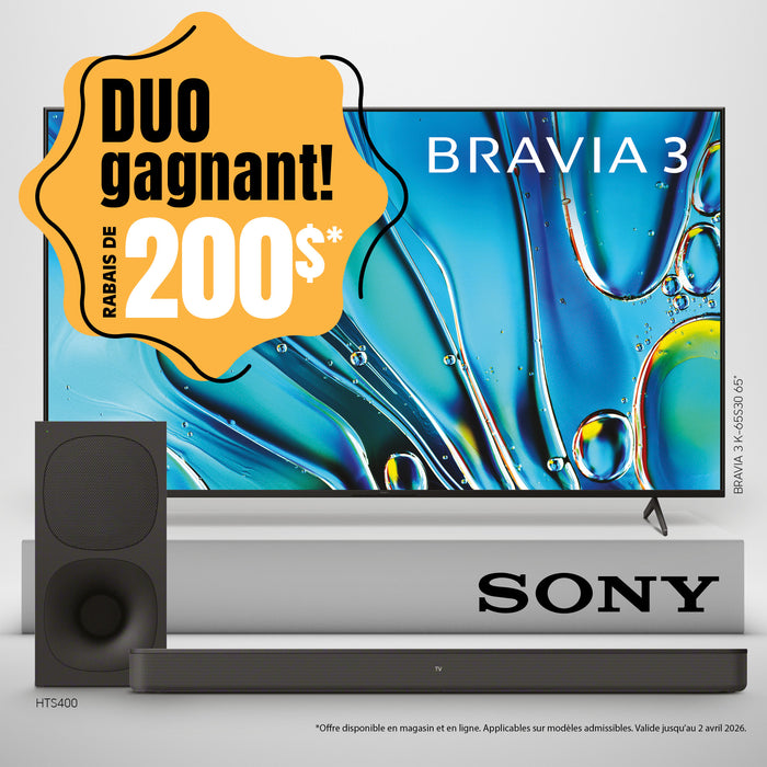 Sony BRAVIA 3 K-65S30 | 65" TV - LCD - LED - S30 Series - 4K Ultra HD - HDR - Google TV | 02 | Sonxplus St-Georges