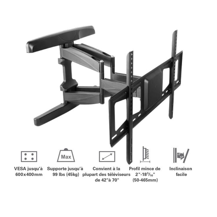 Syncmount SM-4270DMF | Articulating wall mount for 42" to 70" TVs - Up to 99 lb-Sonxplus St-Georges