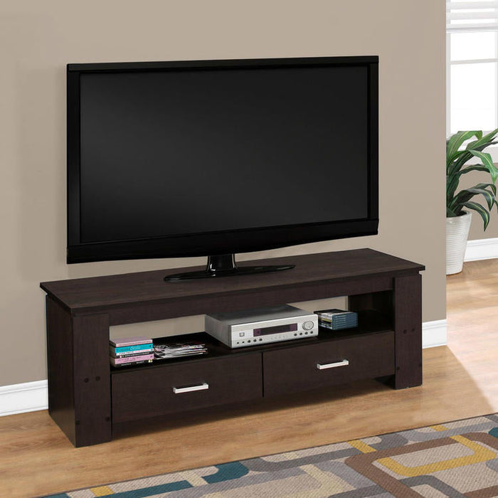 Monarch Specialties I 2600 | TV Stand - 48" - 2 Storage Drawers - Espresso-Sonxplus St-Georges