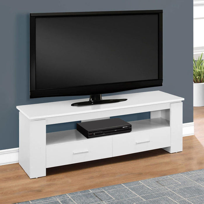 Monarch Specialties I 2601 | TV stand - 48" - 2 Storage drawers - White-Sonxplus St-Georges