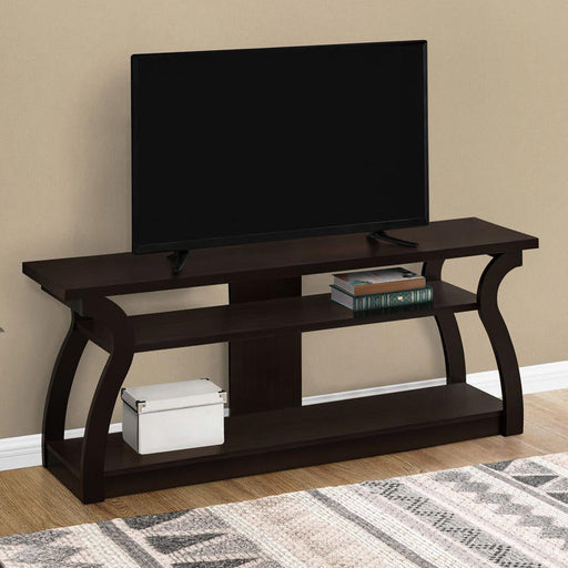 Monarch Specialties I 2667 | TV stand - 60" - Open concept with 3 levels - Espresso-Sonxplus St-Georges