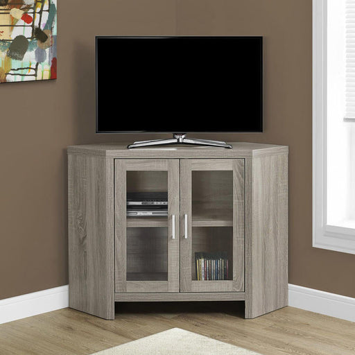 Monarch Specialties I 2701 | TV stand - 42" - Corner - Glass doors - Dark taupe-Sonxplus St-Georges