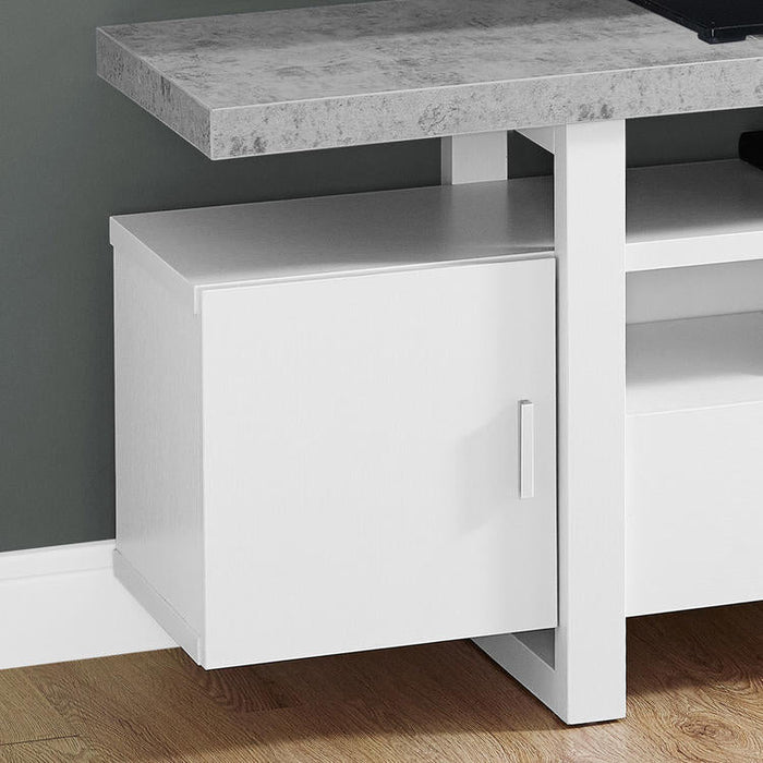 Monarch Specialties I 2725 | TV stand - 60" - Simulated cement top - White-Sonxplus St-Georges