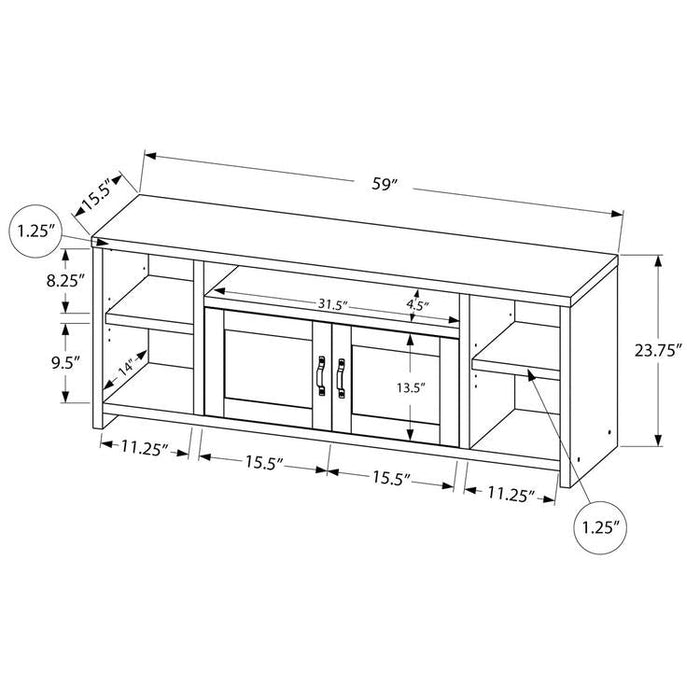 Monarch Specialties I 2744 | TV stand - 60" - Imitation wood - Golden pine-Sonxplus St-Georges