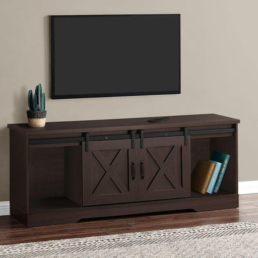 Monarch Specialties I 2745 | TV stand - 60" - 2 Sliding doors - Expresso-Sonxplus St-Georges