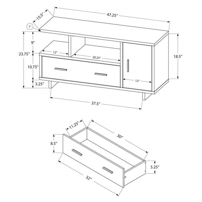 Monarch Specialties I 2800 | TV stand - 48" - With storage - White-Sonxplus St-Georges