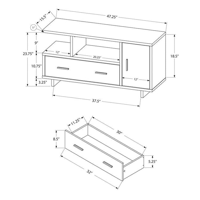 Monarch Specialties I 2803 | TV stand - 48" - With storage - Imitation wood - Brown/Black-Sonxplus St-Georges