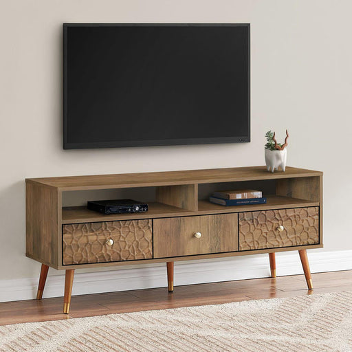 Monarch Specialties I 2835 | TV stand - 48" - 3 Drawers - Mid-century concept - Imitation walnut-Sonxplus St-Georges