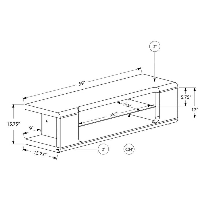 Monarch Specialties I 3536 | TV stand - 60" - Tempered glass - Gloss black-Sonxplus St-Georges