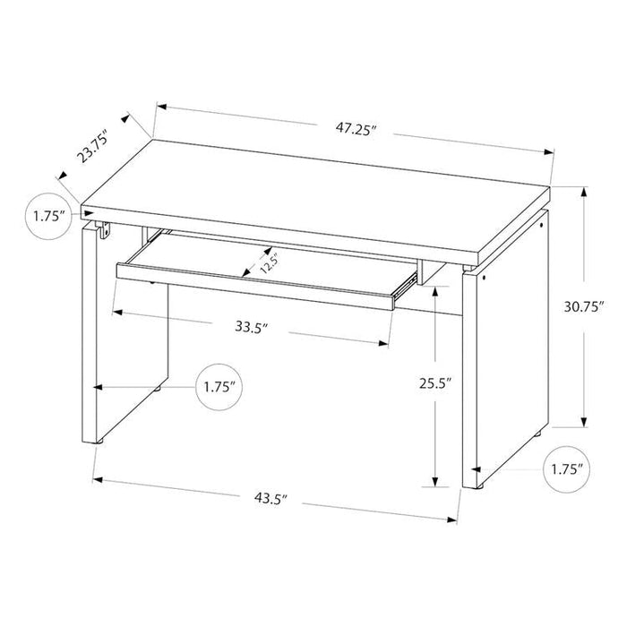 Monarch Specialties I 7439 | Computer cabinet - Compact - Large keyboard tray - Grey top - Black-Sonxplus St-Georges