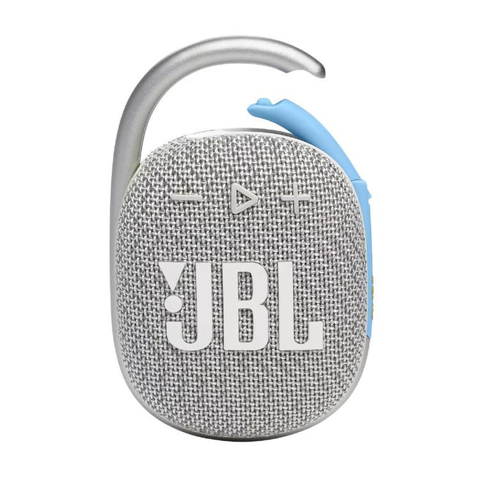 JBL Clip 4 Eco | Speaker - Ultra-portable - Waterproof - Bluetooth - Integrated carabiner - White-Sonxplus St-Georges