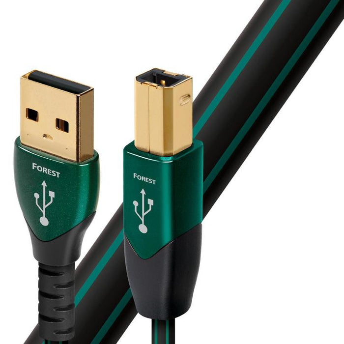 Audioquest Forest | USB A to USB B Cable - USB 2.0 Version - 0.75% Solid Silver Conductor - 0.75 Meters-Sonxplus St-Georges