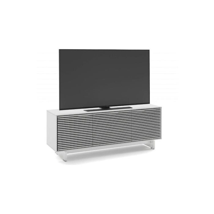 BDI BDIAL7477MESW | Multimedia cabinet - Central drawer - Louvered doors - Satin white-Sonxplus St-Georges