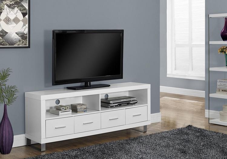 Monarch Specialties I2518 | TV stand - 60" - 4 Drawers - White-Sonxplus St-Georges