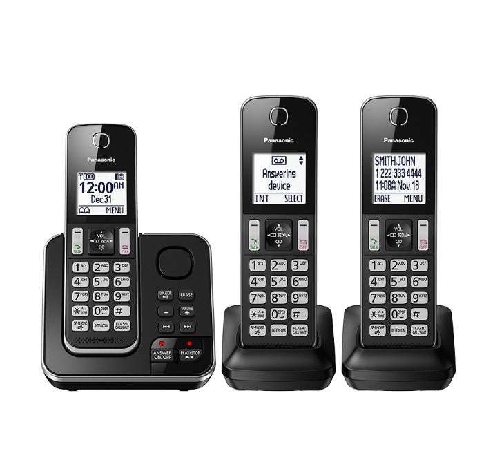 Panasonic KX-TGD393B | Cordless phone - 3 handsets - Answering machine - Black-Sonxplus St-Georges