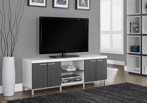 Monarch Specialties I 2591 | TV stand - 60" - 1 Drawer - White/Grey-Sonxplus St-Georges