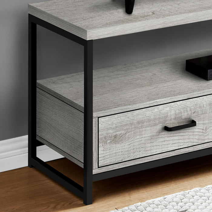 Monarch Specialties I 2871 | TV stand - 48" - 2 Storage drawers - Black metal - Imitation wood Grey-Sonxplus St-Georges